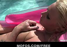 Sexy bikini-clad blond with perfect ass strips down & masturbates outdoors