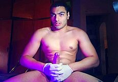 Mora Blue Caballero's Gloved Handjob Masturbation