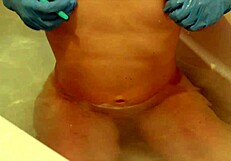 shaving my pussy while wearing rubber gloves, feels so smooth