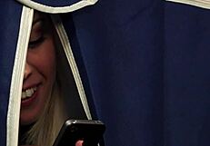 Gorgeous babe receives facial in cfnm action