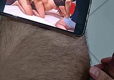 cuckold jerks off watching pregnant wife fuck the hung guy