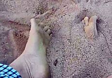feet in the sand, sensory barefeet footfetish modeling nature