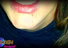 karen plays with more cum in mouth slow motion