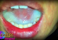 karen plays with more cum in mouth slow motion