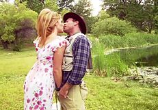 Czech fisherman enjoys big tits wife sucking and fucking outdoors while fishing.