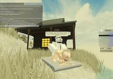 Blonde in New Zealand Gets Assfucked and Deepthroats in Roblox Porn Parody