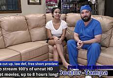 hey, dr tampa helps constipated alix avery with her first enema backstage.