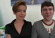 The gorgeous wife Sasha Zima bangs a big-dicked stud while her cuckold husband looks on.