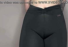 Asmr Cameltoe in Tight Black Leggings