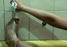 beautiful cute sweet sexy naked girl assol takes bath soapy foam on pussy boobs nipples ass feet hands wet pussy natural tits in bathroom