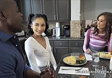 Kinky asian hotties share new boyfriend's big black cock!