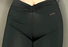 Asmr Cameltoe in Tight Black Leggings