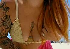 Beach lover flashes pussy to make him hard.