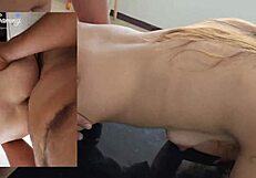 My husband's sister-in-law eating dick at the table with me