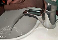 I stroke my shaved cock, get excited, and cum.