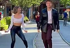 Sexy Blonde Babe Dances In Leggings