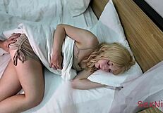 Oh wow, waking up to that throbbing hard cock after a wild night of partying!