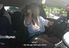 hot wife thay ksada shows off in car for stranger lets him touch english subtitles