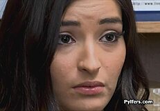 Teen Latina Spreads Wide in Excited Pleasure for Mall Security's Big Cock