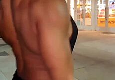 This muscular female bodybuilder babe fbb 31 shows off her strength