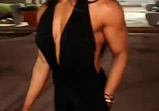 This muscular female bodybuilder babe fbb 31 shows off her strength