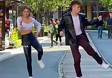 Sexy Blonde Babe Dances In Leggings