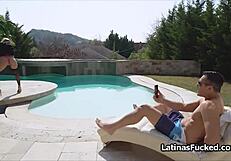 Sucked by blonde latina in black stockings