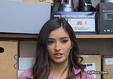 Teen Latina Spreads Wide in Excited Pleasure for Mall Security's Big Cock