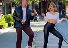 Sexy Blonde Babe Dances In Leggings