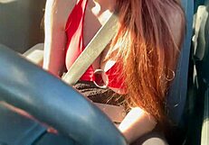 Italian hot milf ARTEMISIA LOVE sexy CAR RIDE big TITS flashing long DRIVE hard NIPPLES