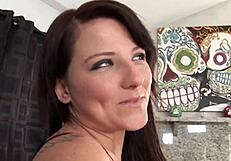 intense feelings as tattoo man fucks brown-haired pussy