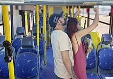 student bent over for public bus fuck