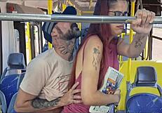 student bent over for public bus fuck