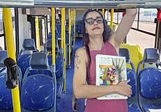 student bent over for public bus fuck