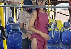 student bent over for public bus fuck