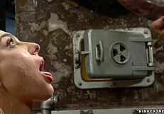 Submissive lesbian intensely anal toyed in bondage