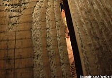 Sensual lesbian slave fingering herself and sniffing madames panties