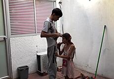 Cheating on girlfriend with stepsister in homemade interracial encounter