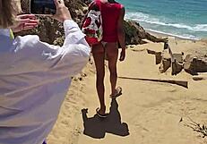 Busty Girlfriend Nudist Beach Adventure!