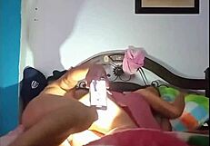 steamy stepmother and stepson caught fucking on bed while recording homemade video