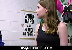Disgustedgirl - Brunette Teen Shoplifter Adrianna Jade Cooperating On Lp Officer's Big Cock