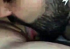 Cuckold husband cleans cum from wife's pussy eater after interracial anal