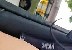 Latina flaunts bare pussy in public outdoor stroll