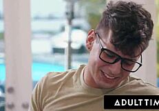 Slutty milfs reverse gangbang nerd photographer Charlie Forde and Bunny Madison.