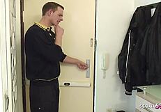 postman catches tight german teen tini and convinces her to fuck