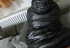 Cum Play On My New Long Black Shiny And Puffy Jacket So My Impotent Husband Can Lick- Preview
