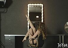 Solo teen rubs wet pussy with fingers