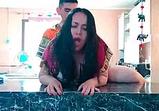 kitchen - indian stepmother fucks stepson in homemade roleplay
