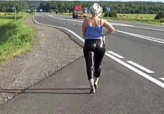 Big Ass In Leather Leggings Stretches Tight For Solo Play