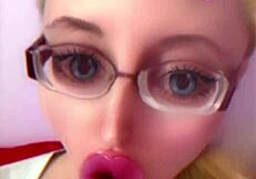 dollification transformation with huge pink lips